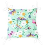 - Flower pattern with decorative insects - Realhomes  Yeşil Zeminde Kelebekler Dijital Baskılı Özel Tasarım Modern Pofuduk Sandalye Minderi Realhomes