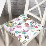 - Funny dogs pug, unicorn and sloth summer seamless pattern on whi - Realhomes  Yaz Ve Tatil Temalı Bebek Desenli Dijital Baskılı Özel Tasarım Modern Pofuduk Sandalye Minderi Realhomes