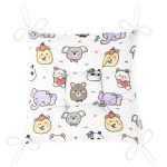 - 00Tempo - Realhomes Sevimli Hayvan Motifli Dijital Baskılı Özel Tasarım Modern Pofuduk Sandalye Minderi Realhomes