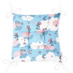 - Cute seamless pattern with cartoon clouds and flowers on blue ba - Realhomes  Sevimli Bulut Temalı Dijital Baskılı Özel Tasarım Modern Pofuduk Sandalye Minderi Realhomes