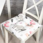 - Cute seamless pattern with African animals - Realhomes Flamingo Ve Fil Motifli Dijital Baskılı Özel Tasarım Modern Pofuduk Sandalye Minderi Realhomes