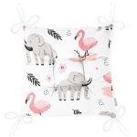 - Cute seamless pattern with African animals - Realhomes Flamingo Ve Fil Motifli Dijital Baskılı Özel Tasarım Modern Pofuduk Sandalye Minderi Realhomes