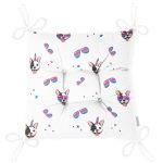 - бульдог паттерн 2 с очками - Realhomes Sevimli Köpek Motifli Dijital Baskılı Özel Tasarım Modern Pofuduk Sandalye Minderi Realhomes