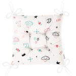 Bulut Ve Ay Temalı Dijital Baskılı Özel Tasarım Modern Pofuduk Sandalye Minderi Realhomes