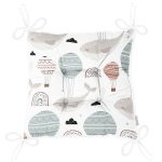 - Печать - Realhomes  Balina Ve Balon Motifli Dijital Baskılı Özel Tasarım Modern Pofuduk Sandalye Minderi Realhomes