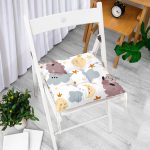 - Print - Realhomes Uyku Temalı Koyunlar Dijital Baskılı Özel Tasarım Modern Pofuduk Sandalye Minderi Realhomes