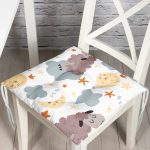 - Print - Realhomes Uyku Temalı Koyunlar Dijital Baskılı Özel Tasarım Modern Pofuduk Sandalye Minderi Realhomes