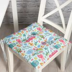 - Print - Realhomes Deniz Hayvanları Temalı Dijital Baskılı Özel Tasarım Modern Pofuduk Sandalye Minderi Realhomes