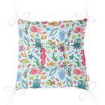 - Print - Realhomes Deniz Hayvanları Temalı Dijital Baskılı Özel Tasarım Modern Pofuduk Sandalye Minderi Realhomes