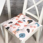 - Print - Realhomes Orman Hayvanları Motifli Dijital Baskılı Özel Tasarım Modern Pofuduk Sandalye Minderi Realhomes