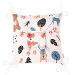 - Print - Realhomes Orman Hayvanları Motifli Dijital Baskılı Özel Tasarım Modern Pofuduk Sandalye Minderi Realhomes