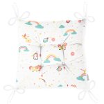 - 2000-2000-3 - Realhomes Gökkuşağı Ve Tek Boynuzlu At Temalı Dijital Baskılı Özel Tasarım Modern Pofuduk Sandalye Minderi Realhomes