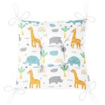 Zürafa Fil Temalı Dijital Baskılı Özel Tasarım Modern Pofuduk Sandalye Minderi Realhomes