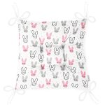 - Print - Realhomes Renkli Tavşan Desenli Dijital Baskılı Özel Tasarım Modern Pofuduk Sandalye Minderi Realhomes