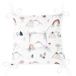 - Print - Realhomes Beyaz Zeminde Orman Desenli Dijital Baskılı Özel Tasarım Modern Pofuduk Sandalye Minderi Realhomes