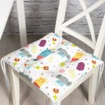 - Pofi-1248-Gorsel - Realhomes  Şirin Orman Hayvanları Desenli Dijital Baskılı Özel Tasarım Modern Pofuduk Sandalye Minderi Realhomes