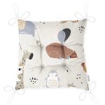 - Печать - Realhomes Sevimli Orman Hayvanları Temalı Dijital Baskılı Özel Tasarım Modern Pofuduk Sandalye Minderi Realhomes