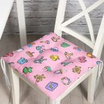 - Print - Realhomes Pembe Zeminde Bebek Odası Temalı Dijital Baskılı Özel Tasarım Modern Pofuduk Sandalye Minderi Realhomes