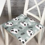 - Печать - Realhomes  Şirin Panda Temalı Dijital Baskılı Özel Tasarım Modern Pofuduk Sandalye Minderi Realhomes