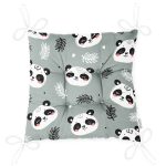 - Печать - Realhomes  Şirin Panda Temalı Dijital Baskılı Özel Tasarım Modern Pofuduk Sandalye Minderi Realhomes