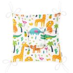 Sevimli Orman Hayvanları Desenli Dijital Baskılı Özel Tasarım Modern Pofuduk Sandalye Minderi Realhomes