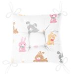 Renkli Tavşanlar Temalı Dijital Baskılı Özel Tasarım Modern Pofuduk Sandalye Minderi Realhomes