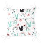 - Print - Realhomes  Uyku Odası Temalı Tavşan Desenli Dijital Baskılı Özel Tasarım Modern Pofuduk Sandalye Minderi Realhomes