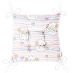 Çizgili Zemin Sevimli Koç Desenli Dijital Baskılı Özel Tasarım Modern Pofuduk Sandalye Minderi Realhomes