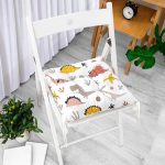 - dino - Realhomes  Dinozor Desenli Dijital Baskılı Özel Tasarım Modern Pofuduk Sandalye Minderi Realhomes