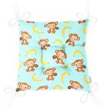 - Seamless pattern with monkey and yellow banana - Realhomes  Mavi Zeminde Maymun Ve Muz Motifli Dijital Baskılı Özel Tasarım Modern Pofuduk Sandalye Minderi Realhomes