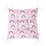 - Seamless childish pattern with trendy rainbows. Creative scandin - Realhomes Pembe Zeminde Gökkuşağı Desenli Dijital Baskılı Özel Tasarım Modern Pofuduk Sandalye Minderi Realhomes