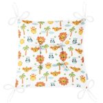 Beyaz Zeminde Orman Hayvanları Motifli Dijital Baskılı Özel Tasarım Modern Pofuduk Sandalye Minderi Realhomes