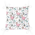 - Основные RGB - Realhomes Sevimli Pembe Koyuna Motifli Dijital Baskılı Özel Tasarım Modern Pofuduk Sandalye Minderi Realhomes