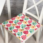 - Pofi-1332-Gorsel - Realhomes  Rengarenk Uğur Böcekleri Desenli Dijital Baskılı Özel Tasarım Modern Pofuduk Sandalye Minderi Realhomes