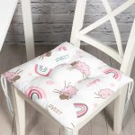 - Графика и иллюстрации - Realhomes Pembe Sevimli Koyun Temalı Dijital Baskılı Özel Tasarım Modern Pofuduk Sandalye Minderi Realhomes