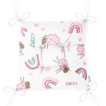 - Графика и иллюстрации - Realhomes Pembe Sevimli Koyun Temalı Dijital Baskılı Özel Tasarım Modern Pofuduk Sandalye Minderi Realhomes