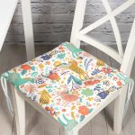 Rengarenk Orman Hayvanları Desenli Dijital Baskılı Özel Tasarım Modern Pofuduk Sandalye Minderi Realhomes