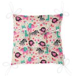 - Basic CMYK - Realhomes Rengarenk Orman Hayvanları Motifli Dijital Baskılı Özel Tasarım Modern Pofuduk Sandalye Minderi Realhomes