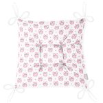 Pembe Baykuş Motifli Dijital Baskılı Özel Tasarım Modern Pofuduk Sandalye Minderi Realhomes