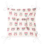 Sevimli Pembe Baykuşlar Temalı Dijital Baskılı Özel Tasarım Modern Pofuduk Sandalye Minderi Realhomes