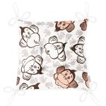 Sevimli Maymunlar Desenli Dijital Baskılı Özel Tasarım Modern Pofuduk Sandalye Minderi Realhomes