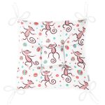 - Print - Realhomes Neşeli Maymunlar Temalı Dijital Baskılı Özel Tasarım Modern Pofuduk Sandalye Minderi Realhomes