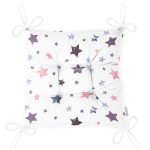 - Печать - Realhomes Beyaz Zeminde Renkli Yıldız Temalı Dijital Baskılı Özel Tasarım Modern Pofuduk Sandalye Minderi Realhomes