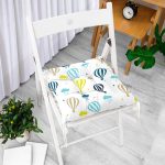 Uçan Balon Temalı Dijital Baskılı Özel Tasarım Modern Pofuduk Sandalye Minderi Realhomes