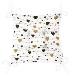 Kalp Desenli Dijital Baskılı Özel Tasarım Modern Pofuduk Sandalye Minderi Realhomes