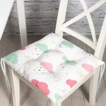 Renkli Bulut Motifli Dijital Baskılı Özel Tasarım Modern Pofuduk Sandalye Minderi Realhomes