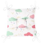 Renkli Bulut Motifli Dijital Baskılı Özel Tasarım Modern Pofuduk Sandalye Minderi Realhomes