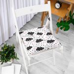 - Print - Realhomes Pembe Yıldız Ve Bulut Desenli Dijital Baskılı Özel Tasarım Modern Pofuduk Sandalye Minderi Realhomes