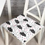 - Print - Realhomes Pembe Yıldız Ve Bulut Desenli Dijital Baskılı Özel Tasarım Modern Pofuduk Sandalye Minderi Realhomes