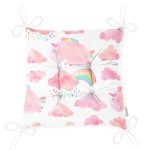 Pembe Bulut Ve Unicorn Motifli Dijital Baskılı Özel Tasarım Modern Pofuduk Sandalye Minderi Realhomes